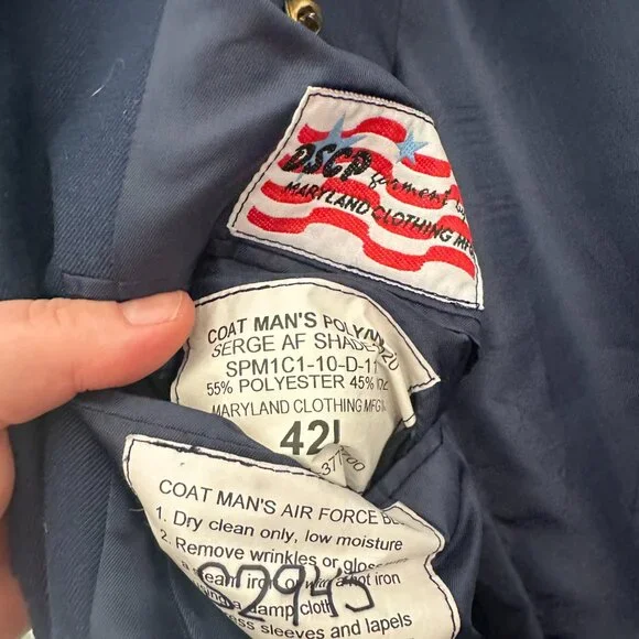 US Air Force Dress Blue Service Coat 42L SOKOLOWSKI Military Uniform Jacket DSGP - Picture 7 of 12